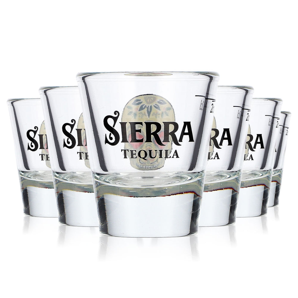 6x Sierra Tequila Tequila Glas 2cl Shotglas Gelbes Totenkopflogo