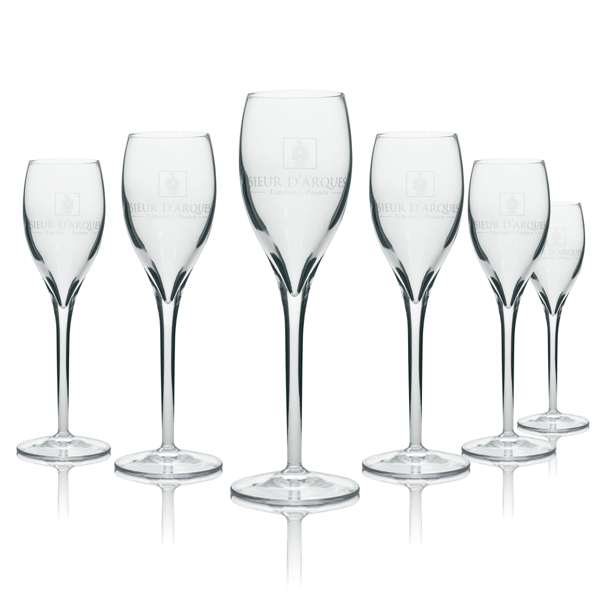 6x Sieur D Arques Sekt Glas Flöte 0,1cl