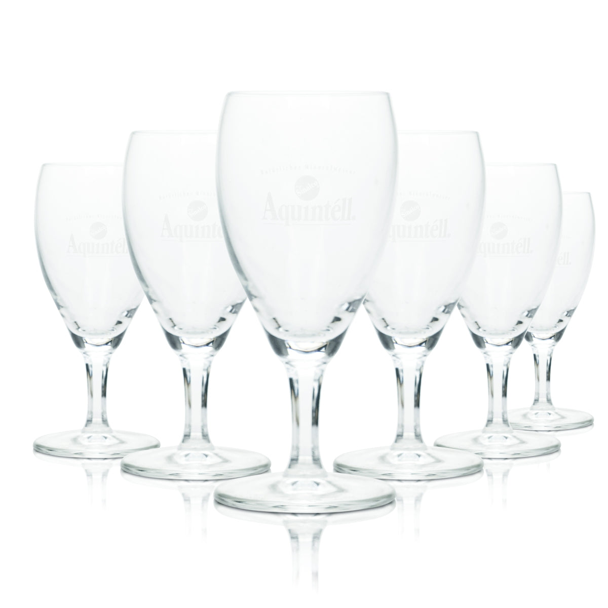 6x Sinalco Aquintell Wasser Glas 0,19l Stiel Kelch Gläser Sprudel Mineralwasser