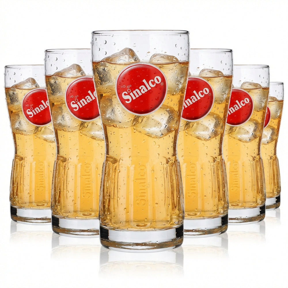 6x Sinalco Relief Glas Limogläser 0,5l Becher Kontur rundes Logo Rastal