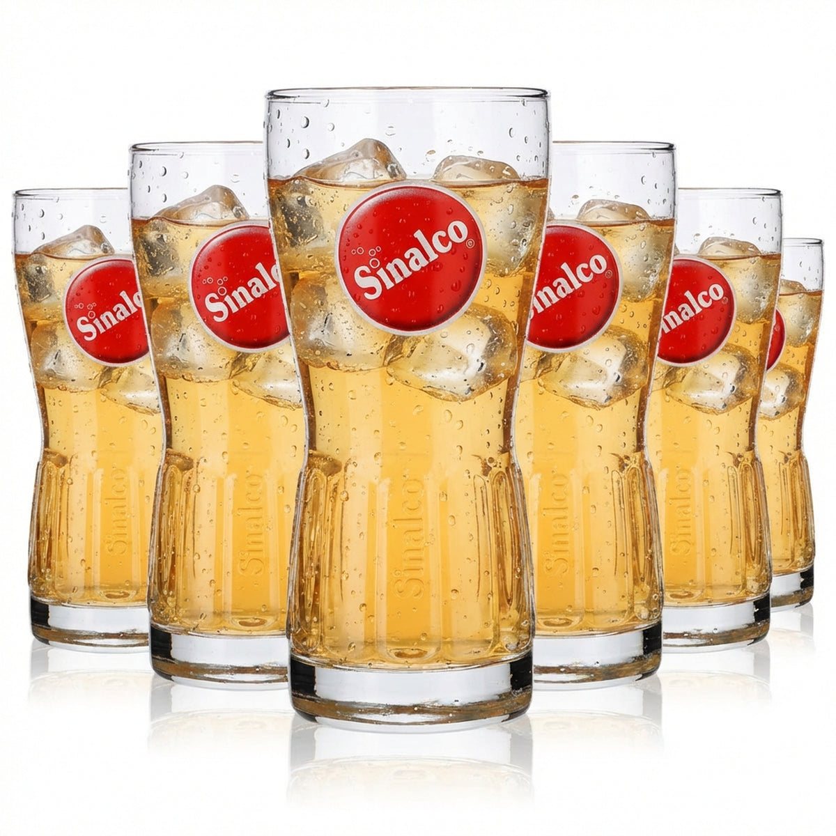 6x Sinalco Relief Glas Limogläser 0,5l Becher Kontur rundes Logo Rastal