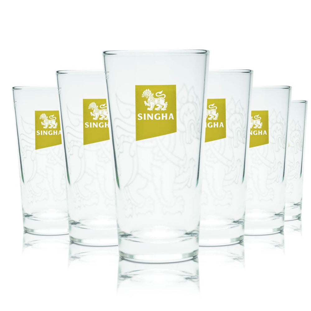 6x Singha Bierglas 0,25l Willi Becher Gläser Lagerbier Pint Gläserset Thailand