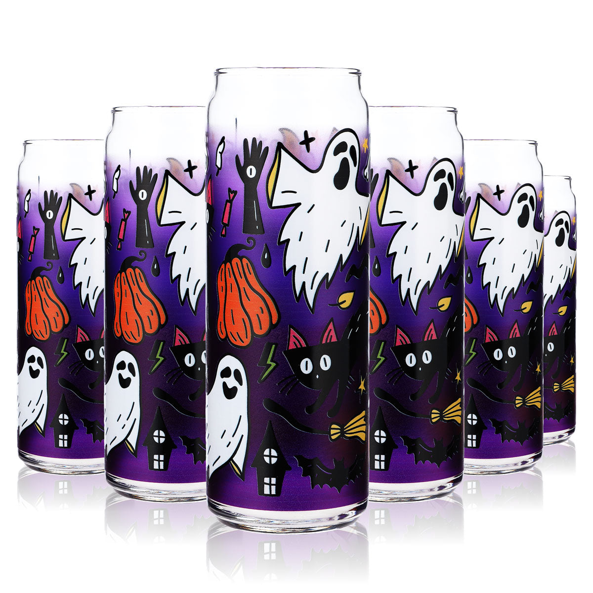 6x Sipply Trinkglas mit Halloween-Motiv Spooky als UV-Druck Can Glass 370ml
