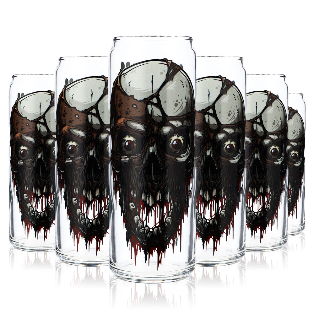 6x Sipply Trinkglas mit Halloween-Motiv Totenkopf XL als UV-Druck Can Glass 370ml