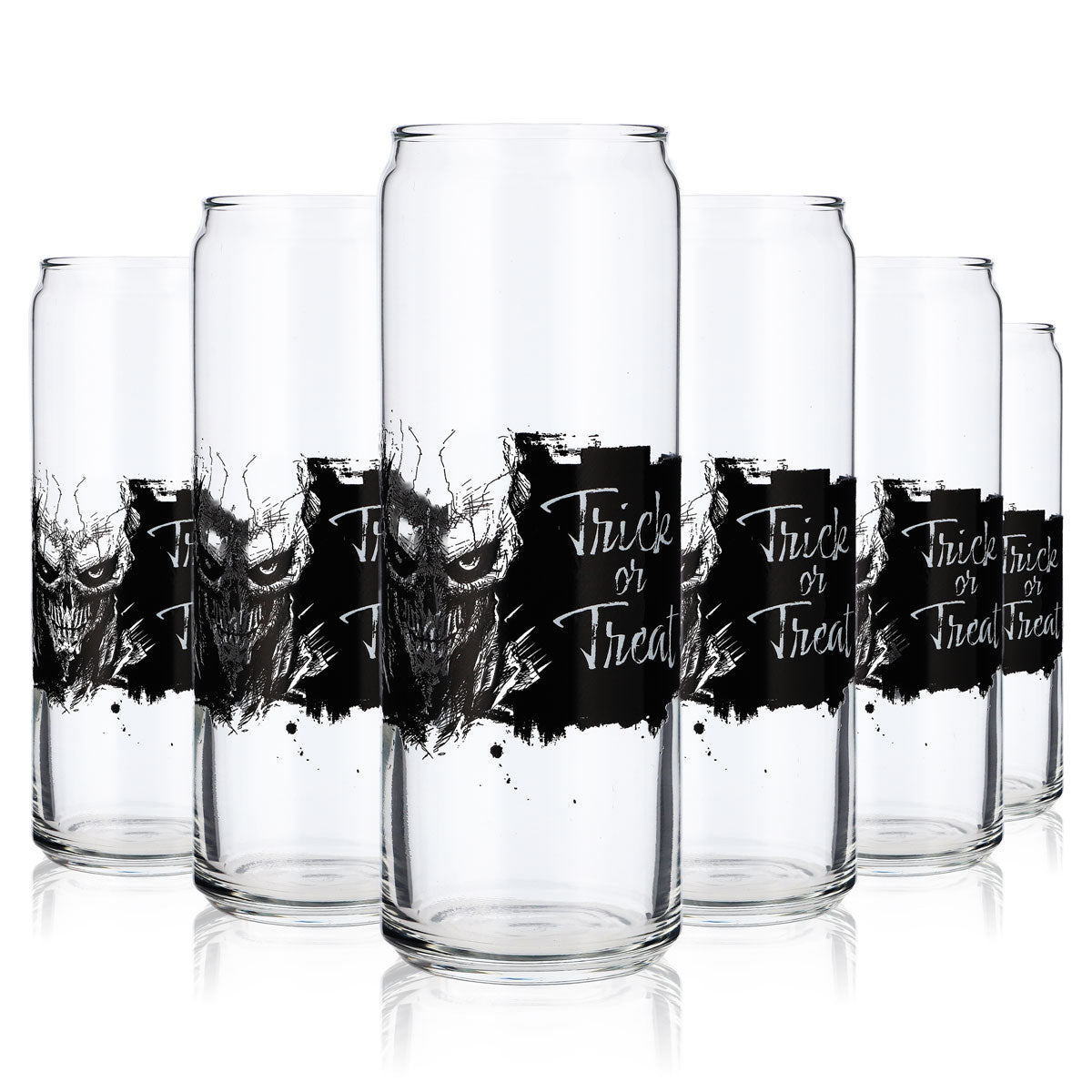 6x Sipply Trinkglas mit Halloween-Motiv Trick or Treat als UV-Druck Can Glass 370ml