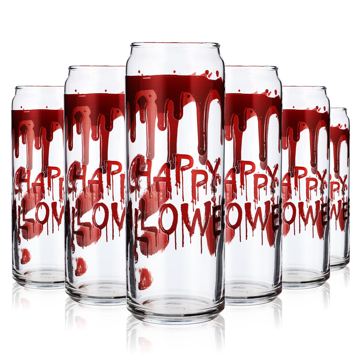 6x Sipply Trinkgläser mit Halloween-Motiv Blut als UV-Druck Can Glass 370ml