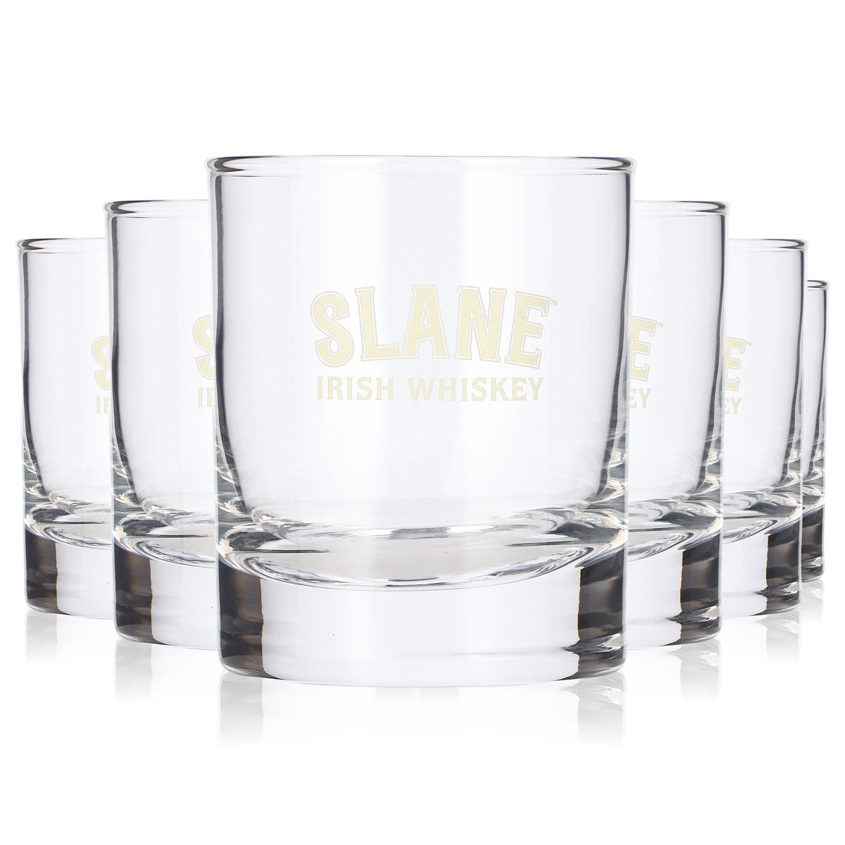 6x Slane Whiskey Glas 0,2l Tumbler Gelbes Logo Rocks Whiskyglas