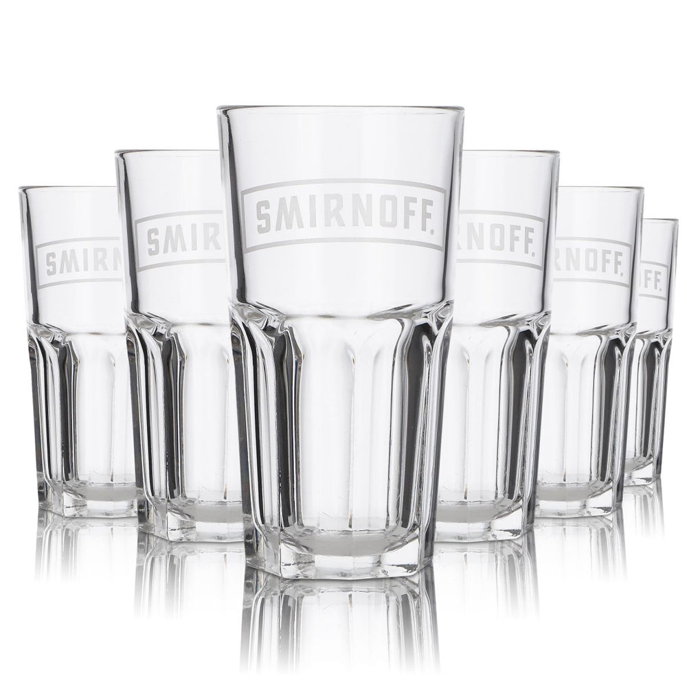 6x Smirnoff Glas 0,3l Longdrink Cocktail Aperitif Gläser Set Konturglas Gastro