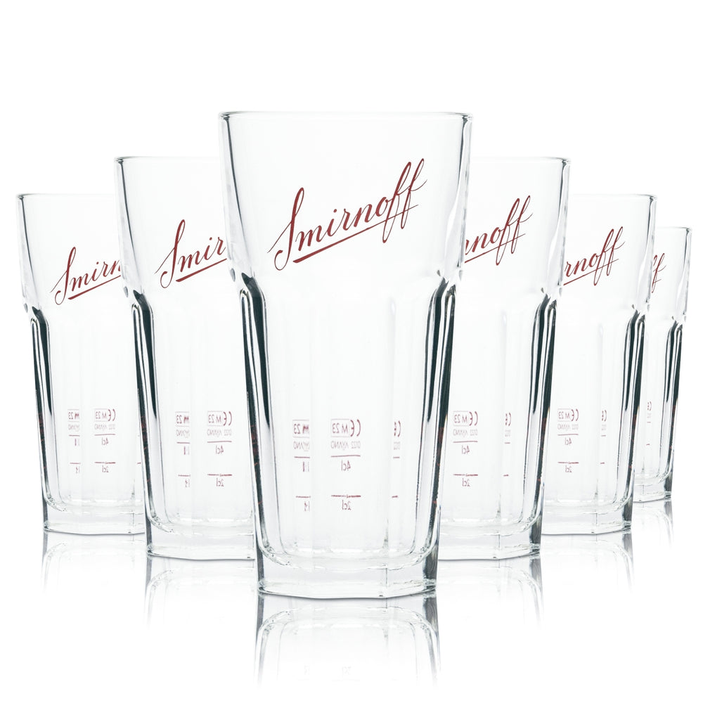 6x Smirnoff Longdrinkglas 0,25l Kontur Becher Gläser Cocktail Vodka Gastro Club