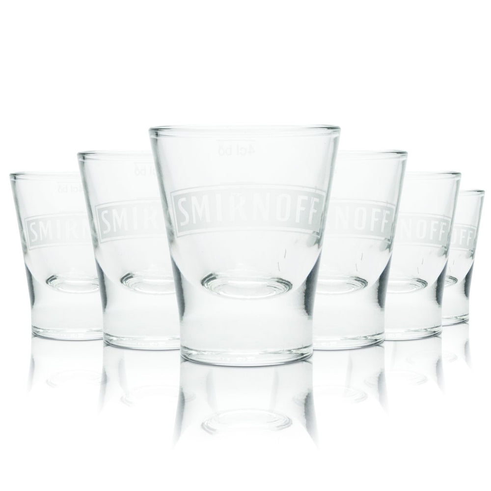 6x Smirnoff Schnapsglas 5,5cl Shotglas Kurzeglas Stamper Gläser Set Vodkaglas