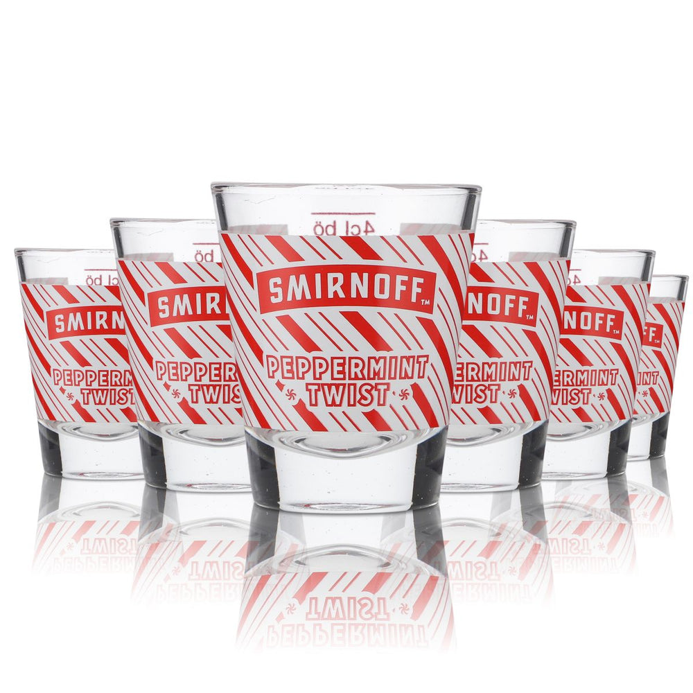 6x Smirnoff Vodka Glas Shotglas Stamper 2cl 4cl "Pepermint Twist"