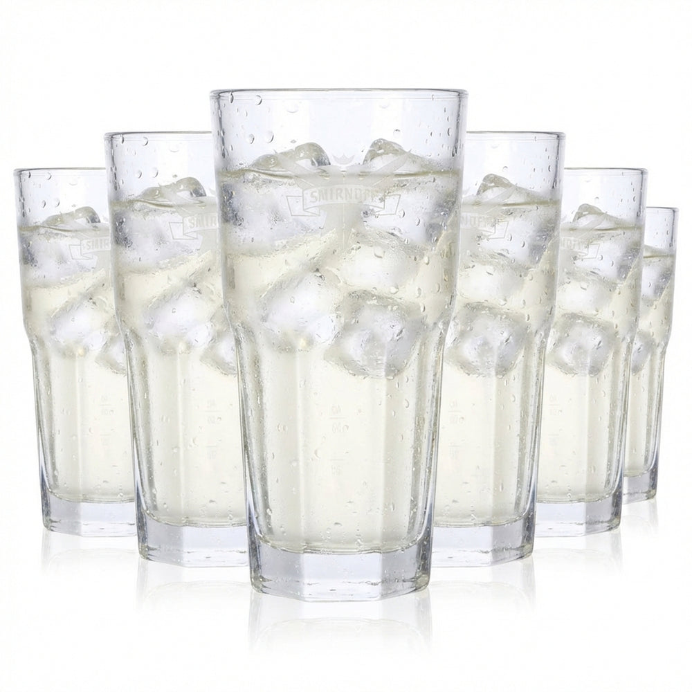 6x Smirnoff Vodka Glas Vodkagläser 0,3l Longdrinkglas Logo Satiniert