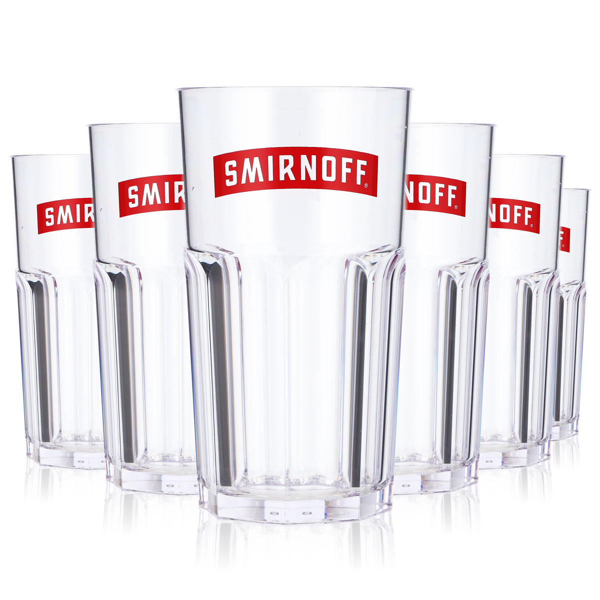 6x Smirnoff Vodka MehrwegbecherPartybecher Acryl/Kunststoff rotes Logo