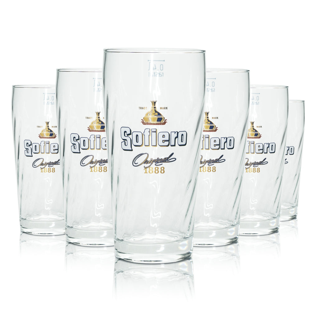6x Sofiero Bier Glas 0,4l Willi Becher 1888 Schwedisches Starkbier Gläser Relief