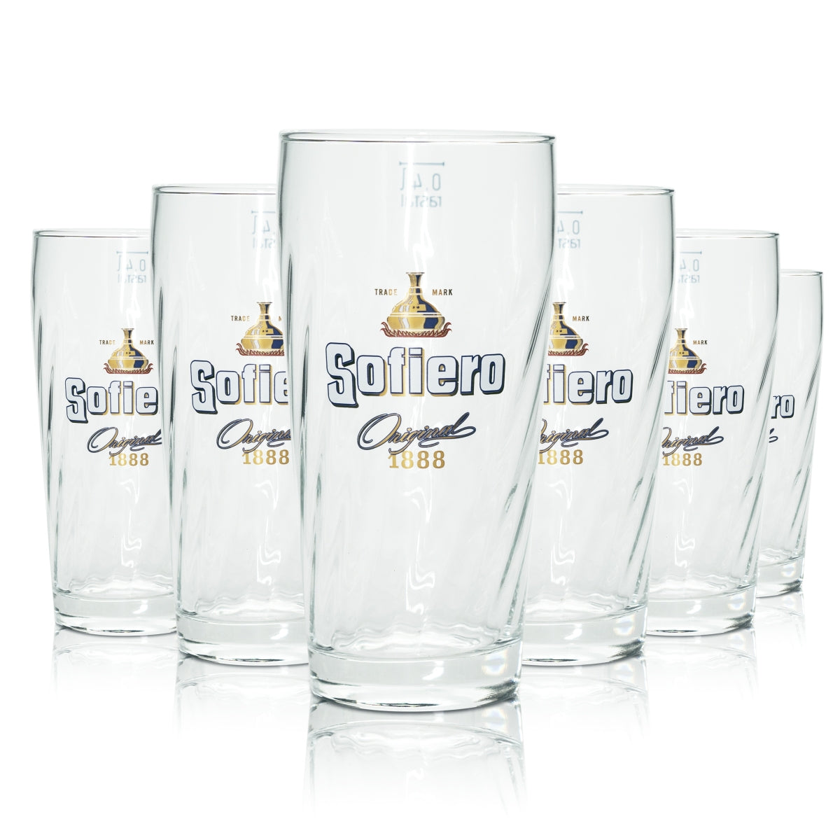 6x Sofiero Bier Glas 0,4l Willi Becher 1888 Schwedisches Starkbier Gläser Relief