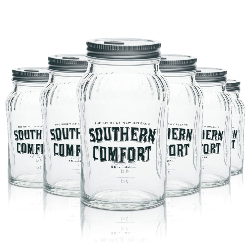 6x Southern Comfort Glas Mason Jar 0,33l MIT Deckel Longdrink Cocktail Gläser