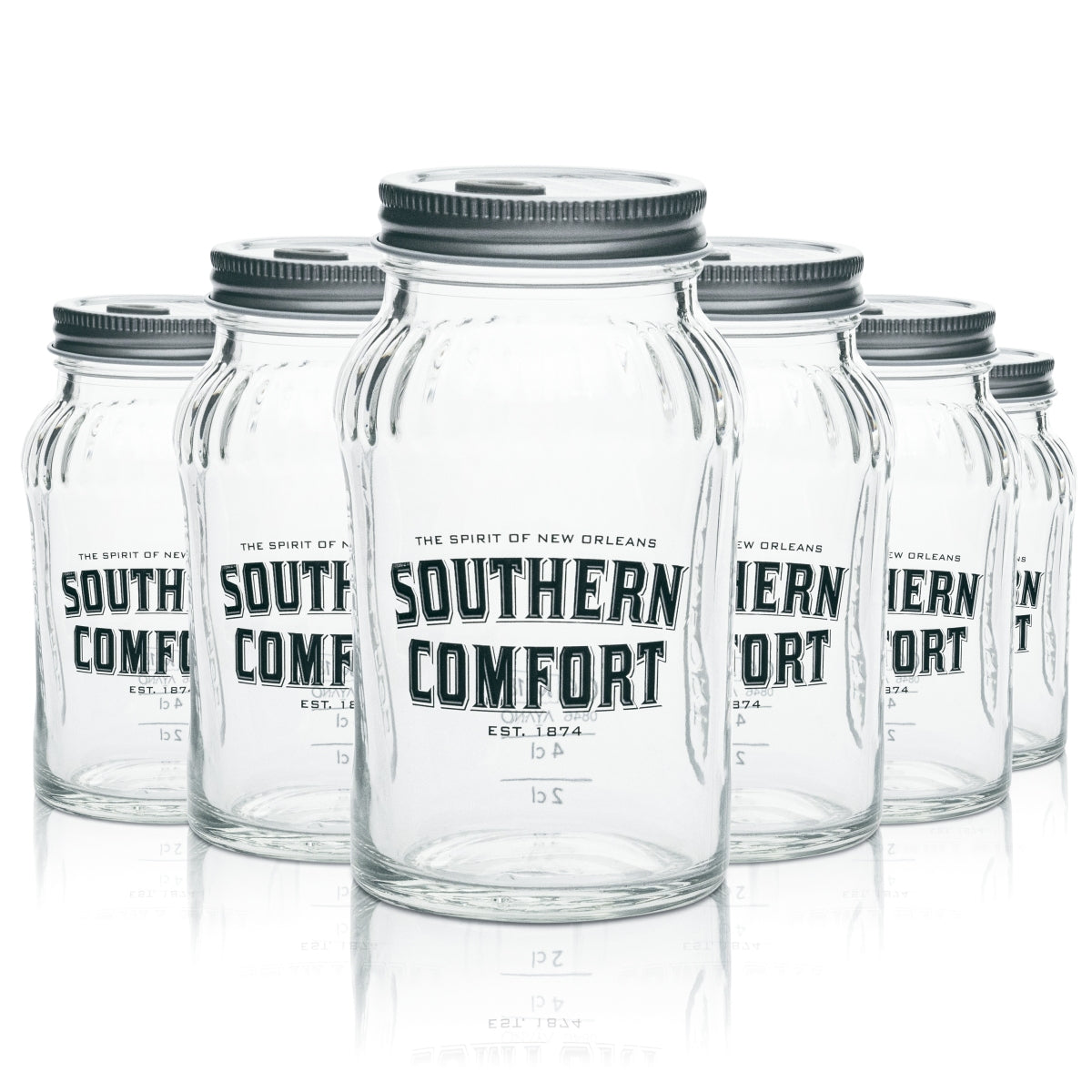 6x Southern Comfort Glas Mason Jar 0,33l MIT Deckel Longdrink Cocktail Gläser