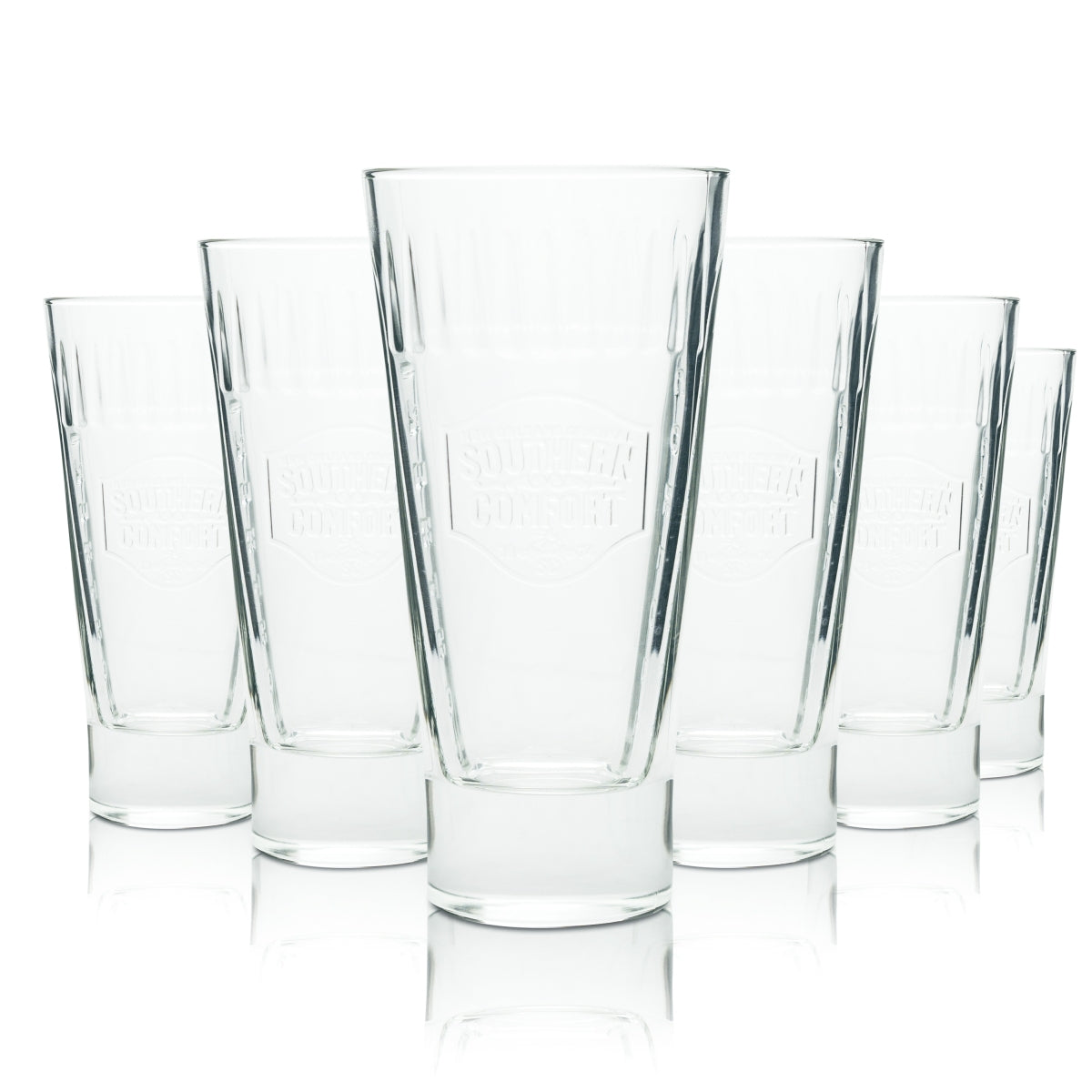 6x Southern Comfort Whiskey Glas 0,3l Longdrink Relief Cocktail Gläser Kontur