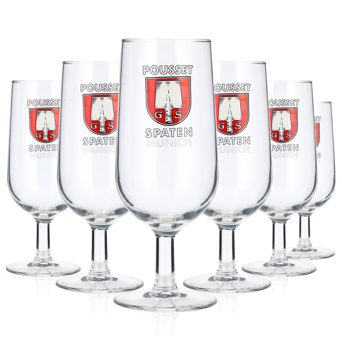 6x Spaten Bier Glas 0,3l Pokal "Pousset Spaten Munich"