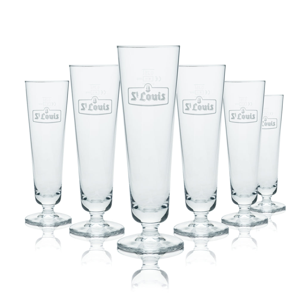 6x St. Louis Glas 0,25l Bier Pokal Gläser Kriek Kirschbier Brauerei Belgien