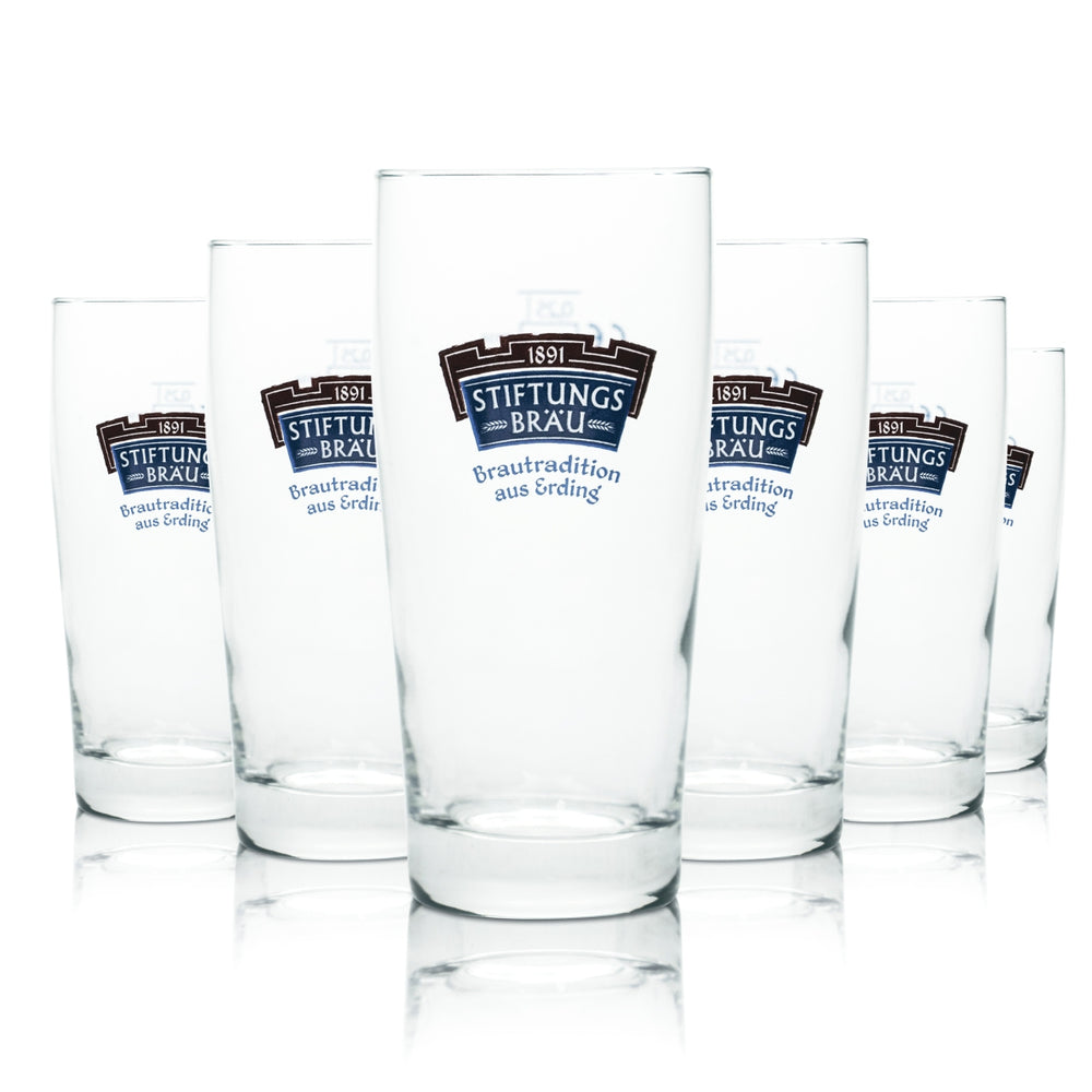 6x Stiftungsbräu Glas 0,25l Bier Becher Gläser Pils Stange Pokal Brauerei Erding