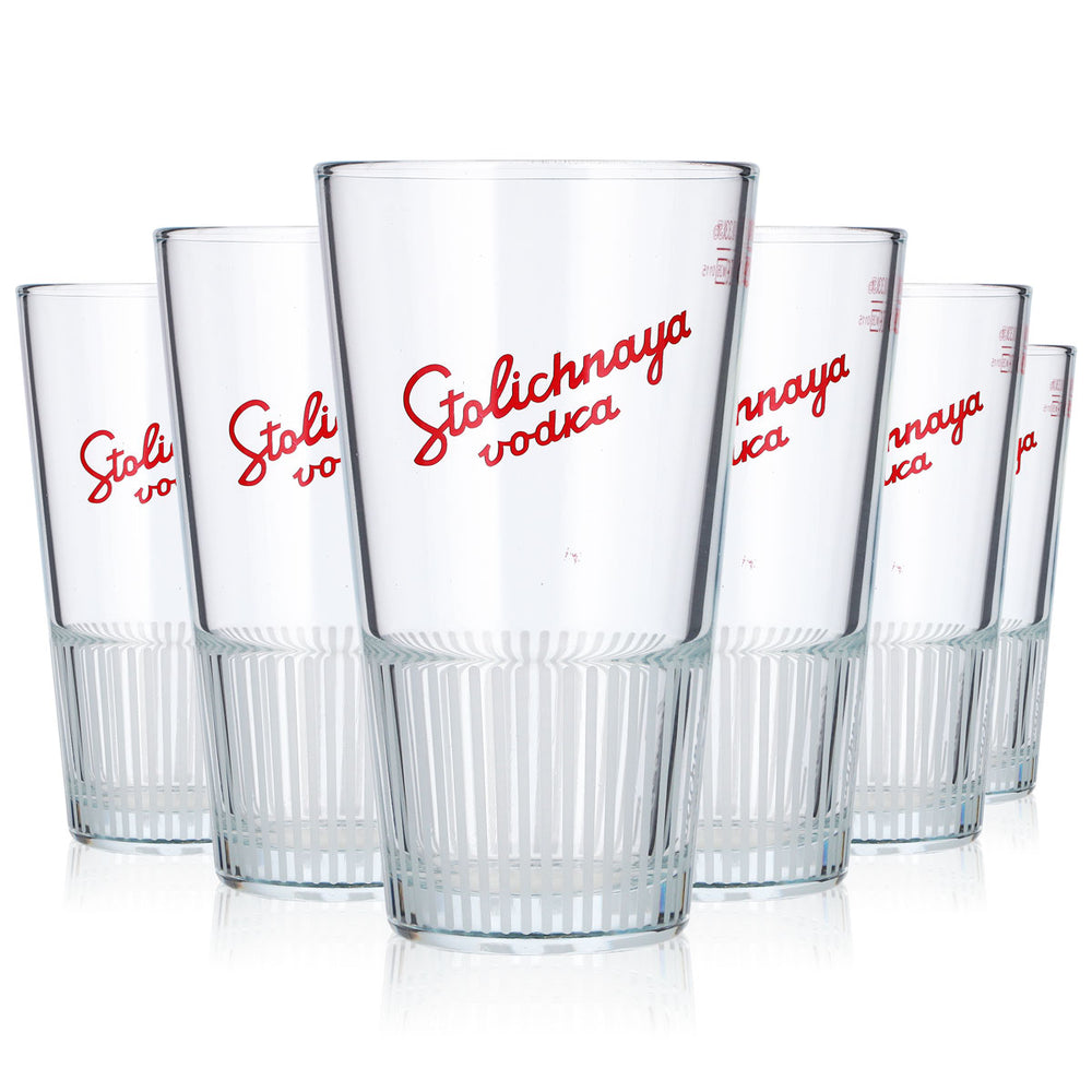 6x Stolichnaya Vodka Glas 0,33l Becher Longdrinkglas Cocktailglas LDG