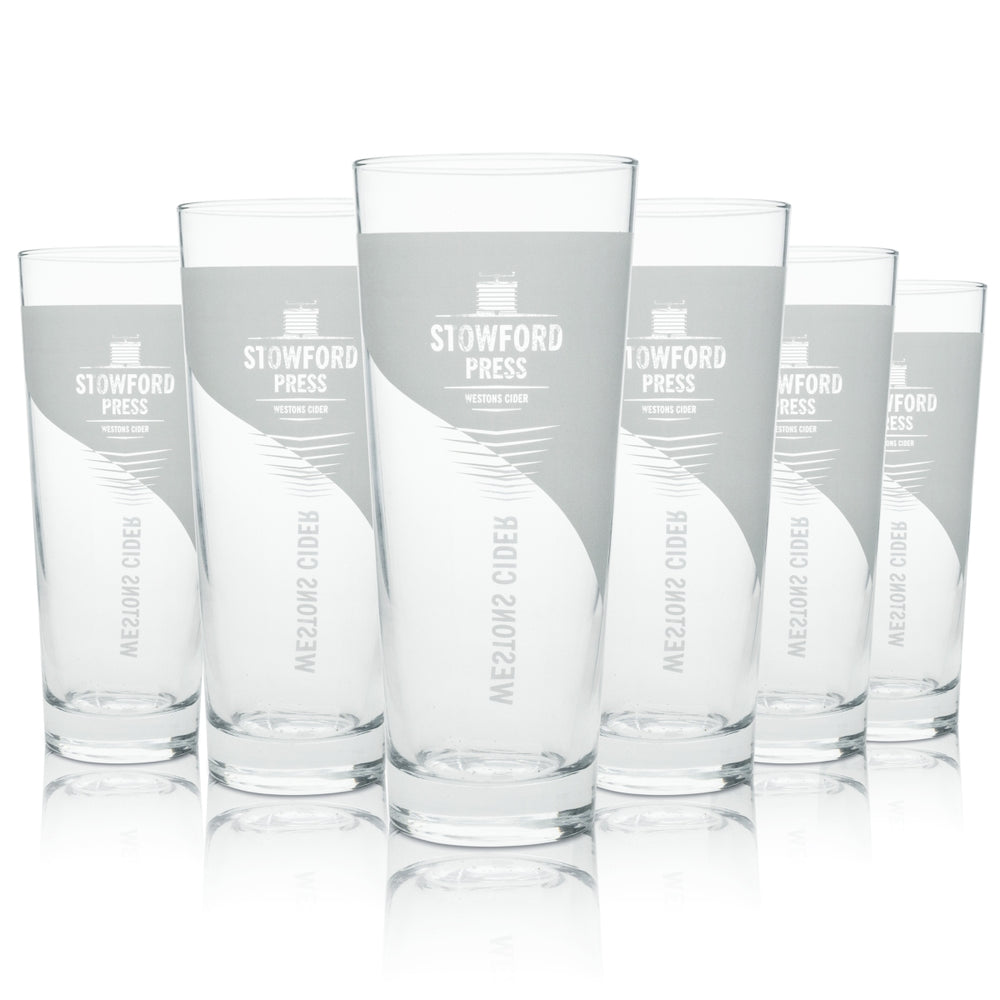 6x Stowford Cider Glas Longdrink Relief 500ml rastal