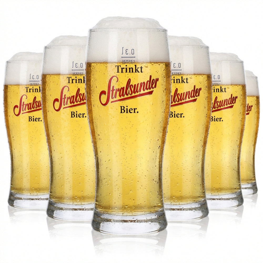 6x Stralsunder Glas 0,3l Willibecher Bier Gläser Set Hanseatische Brauerei