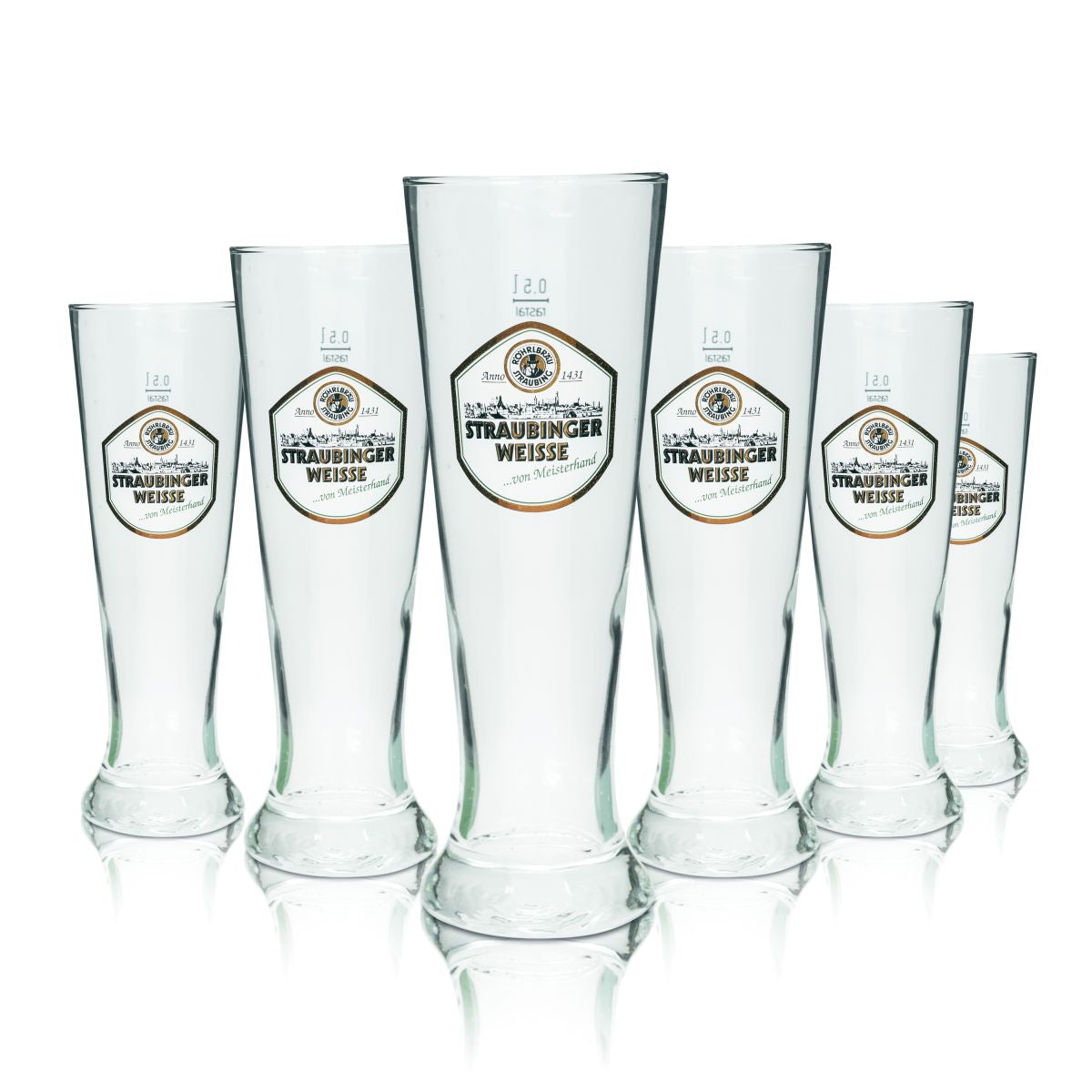 6x Straubinger Weisse Bierglas 0,5l Weißbierglas Hefeweizen Gläser Brauerei