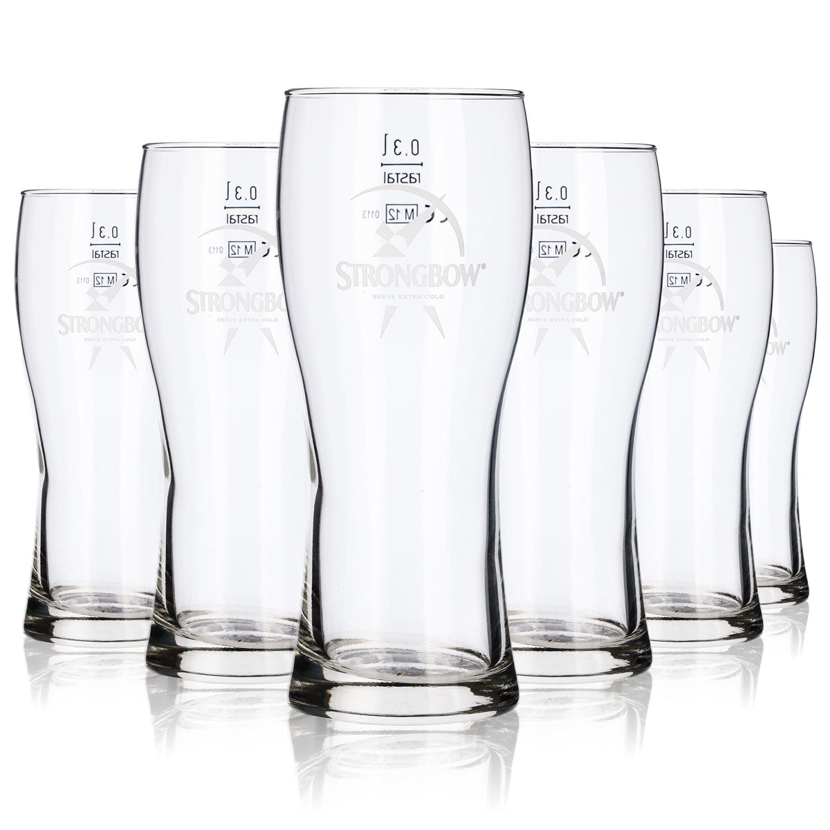 6x Strongbow Cider Glas 0,3l Becher Weißes Logo rastal Bavaria – Ansicht 5