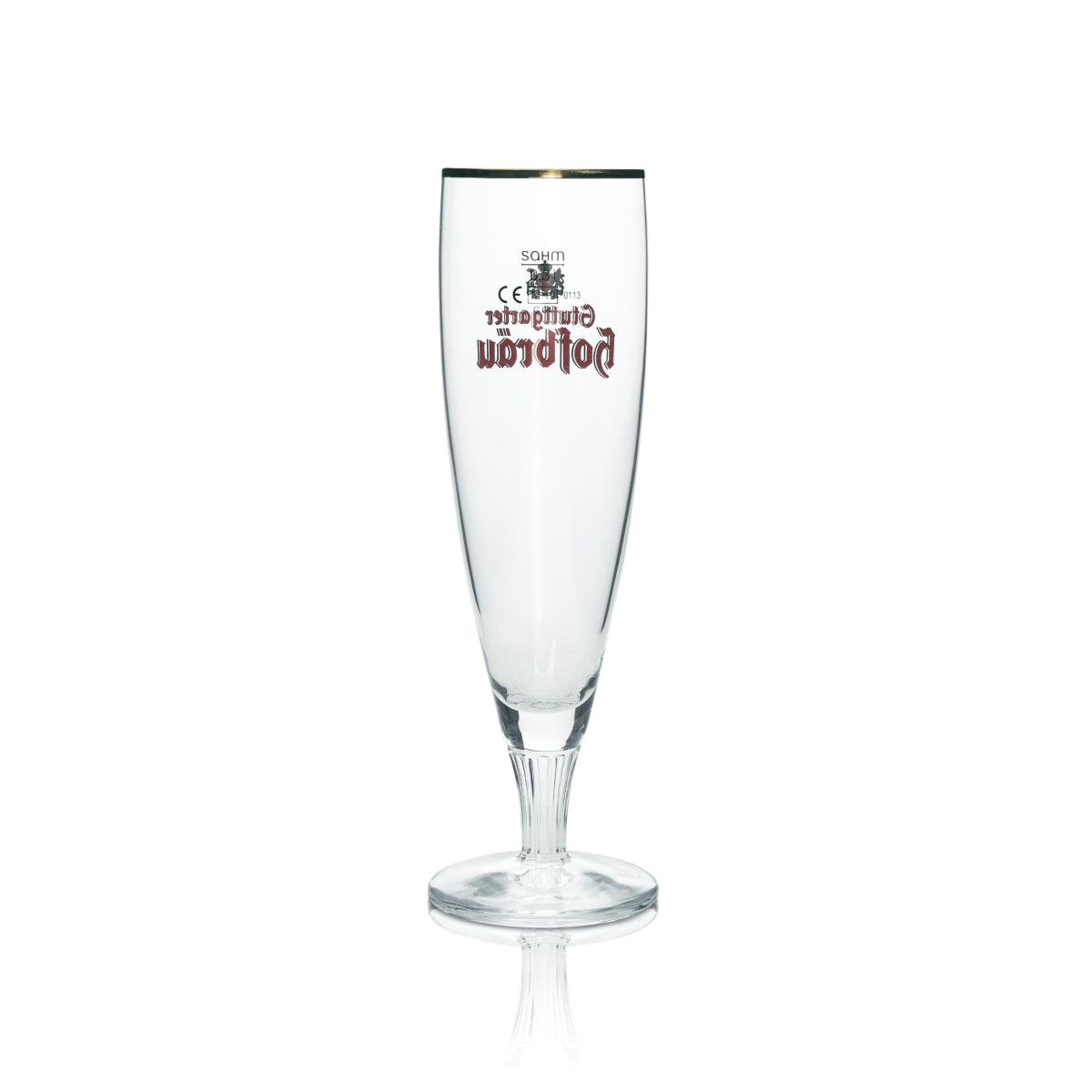 6x Stuttgarter Hofbräu Bier Glas 0,3l Tulpe Goldrand Sahm Pokal Gläser Brauerei Beer – Ansicht 3