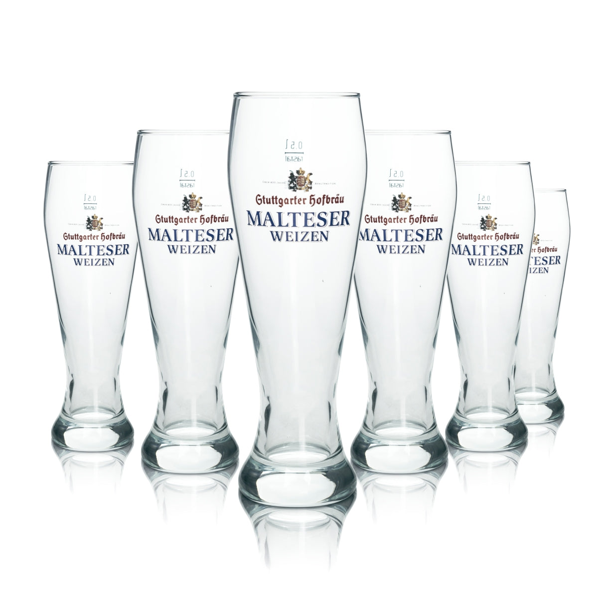 6x Stuttgarter Hofbräu Bier Glas 0,5l Malteser Weizen Sahm Weißbier Gläser Brauerei