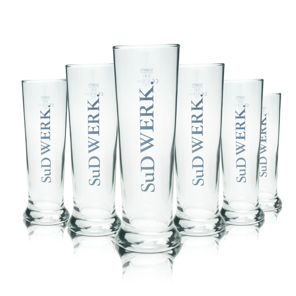 6x Sudwerk Bierglas 0,4l Bierpokal Bierstange Gläser Cratbier Brauerei Pfäffikon