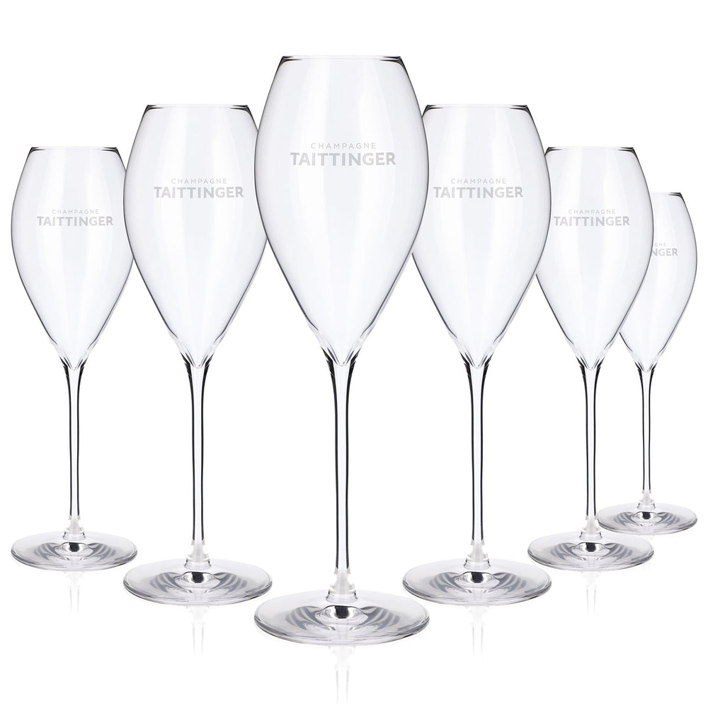 6x Taittinger Champagner Glas Flöte Sektglas Champusglas 30cl Lehmann Initial