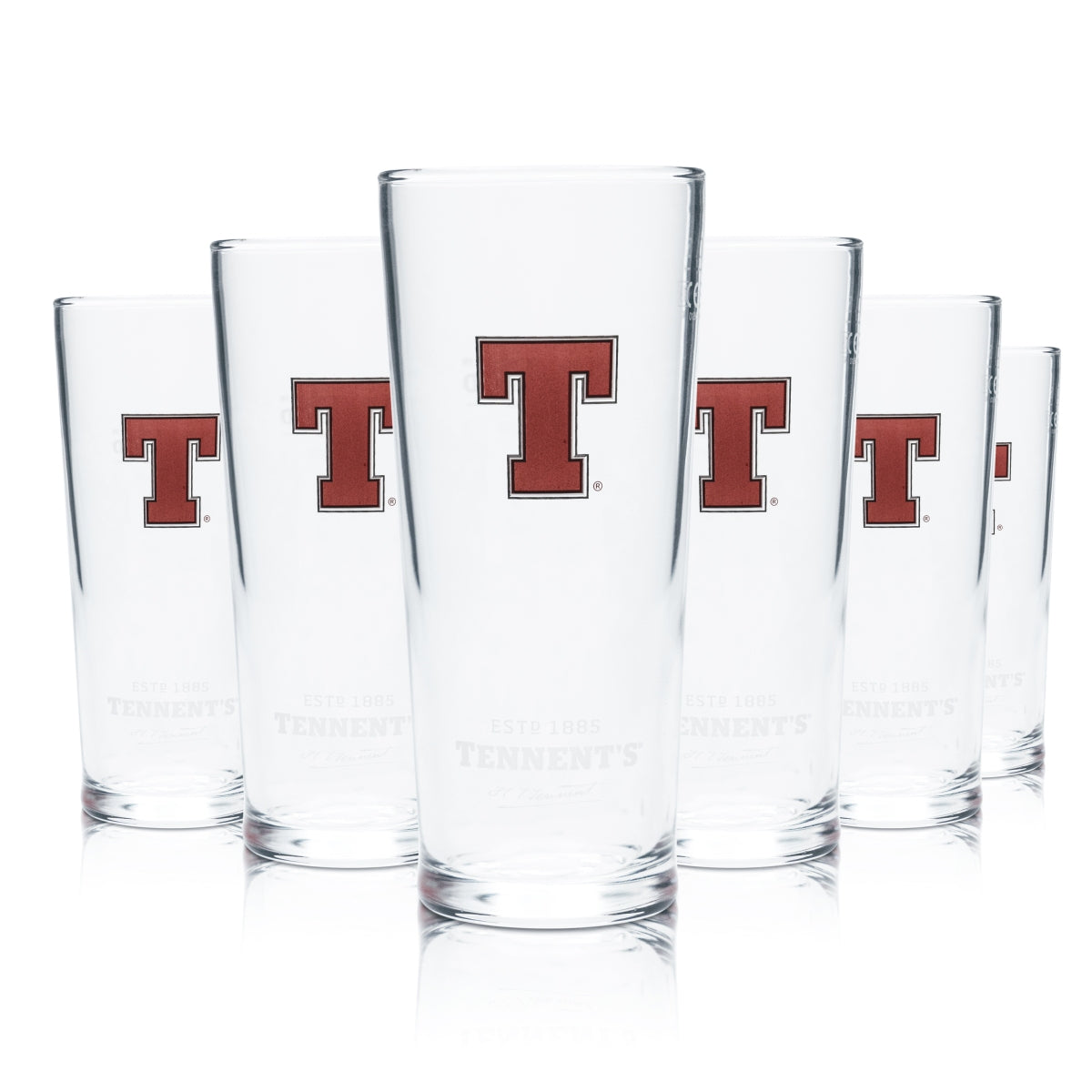 6x Tennent's Bier Glas 0,25l Pokal Cup Gläser Geeicht Gastro Beer Wellpark Brew
