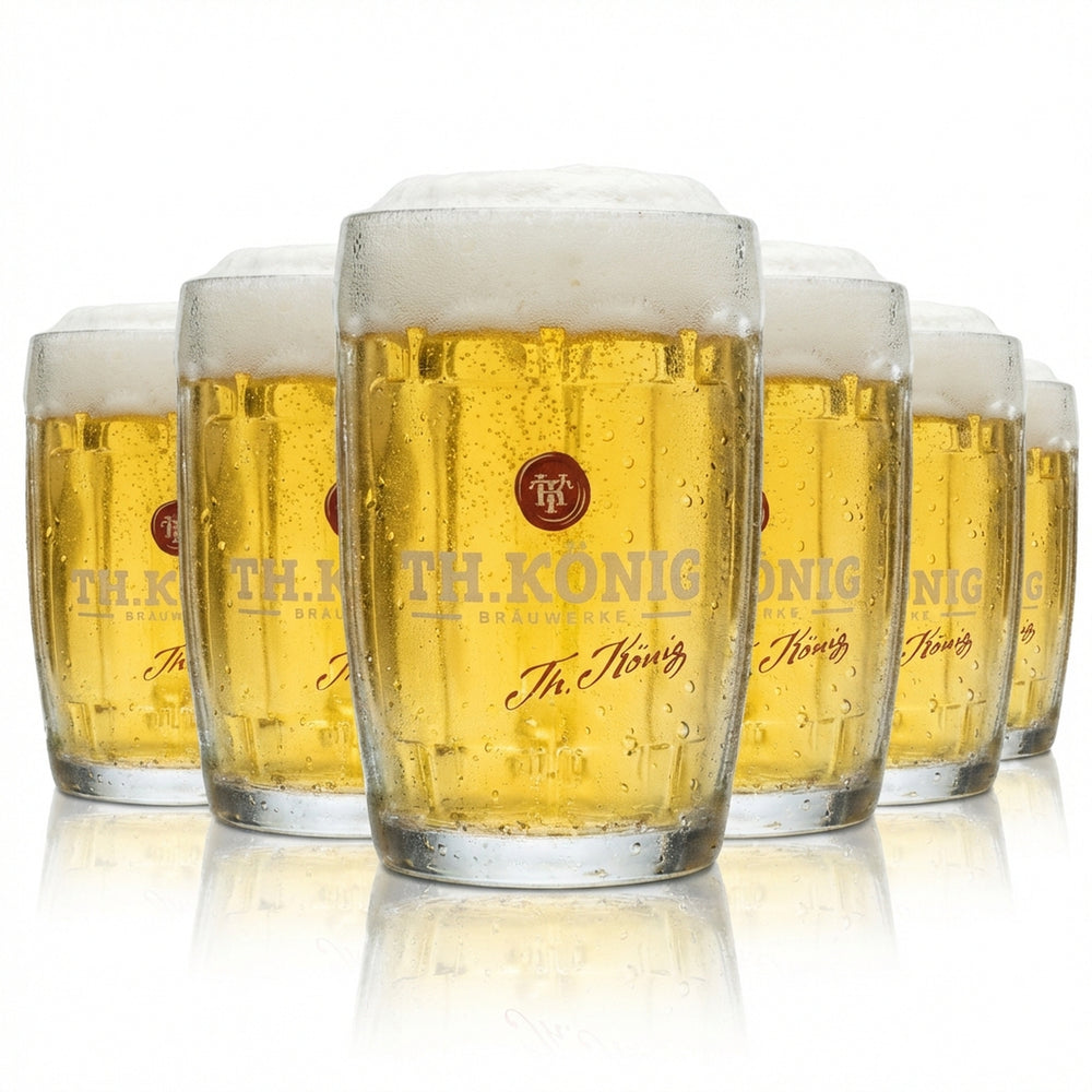 6x Theodor König Bier Glas 0,5l Krug Humpen Seidel Kontur Relief Gläser Zwickl