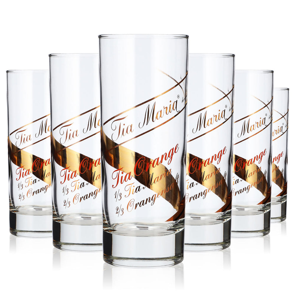 6x Tia Maria Likör Glas 0,32l Longdrinkglas Tia Orange Cocktailglas (6er Set)