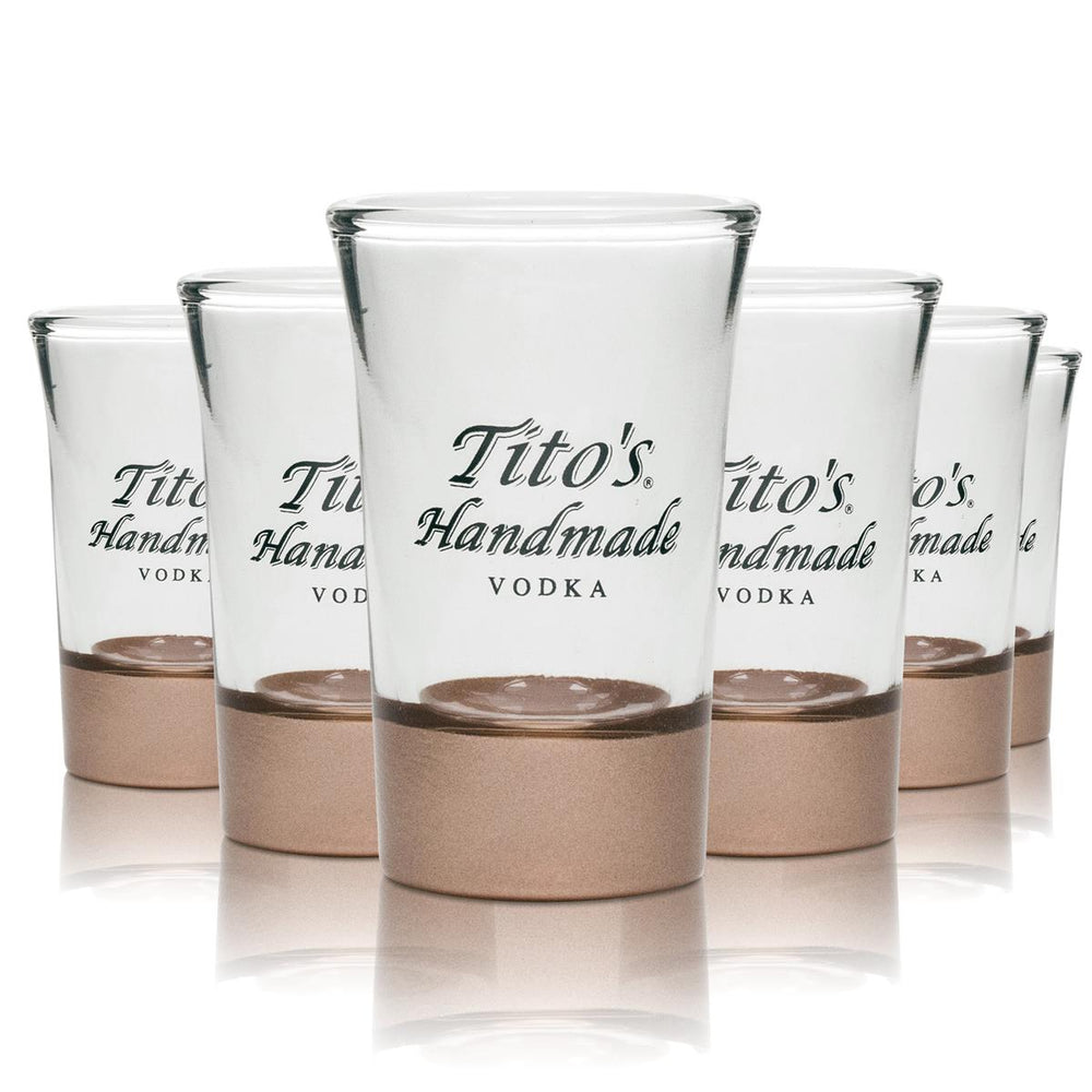6x Titos Vodka Glas 2cl Shot Kupferboden