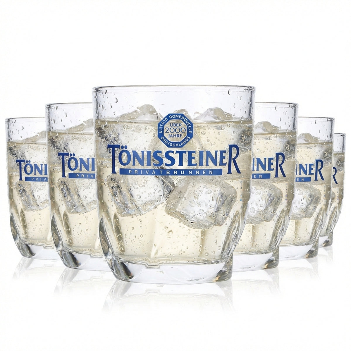 6x Tönissteiner Wasser Glas 0,1l Tumbler Wassergläser Blaues Logo