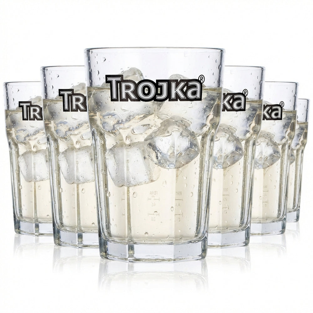 6x Trojka Vodka Glas Gläser 0,35l Tumbler im Relief Longdrinkglas 2cl 4cl