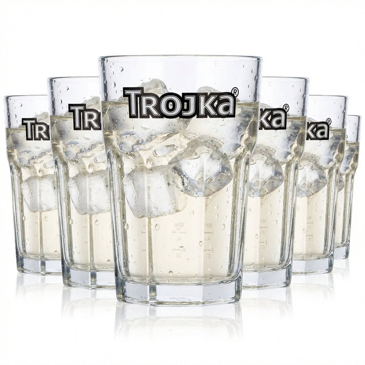 6x Trojka Vodka Glas Gläser 0,35l Tumbler im Relief Longdrinkglas 2cl 4cl
