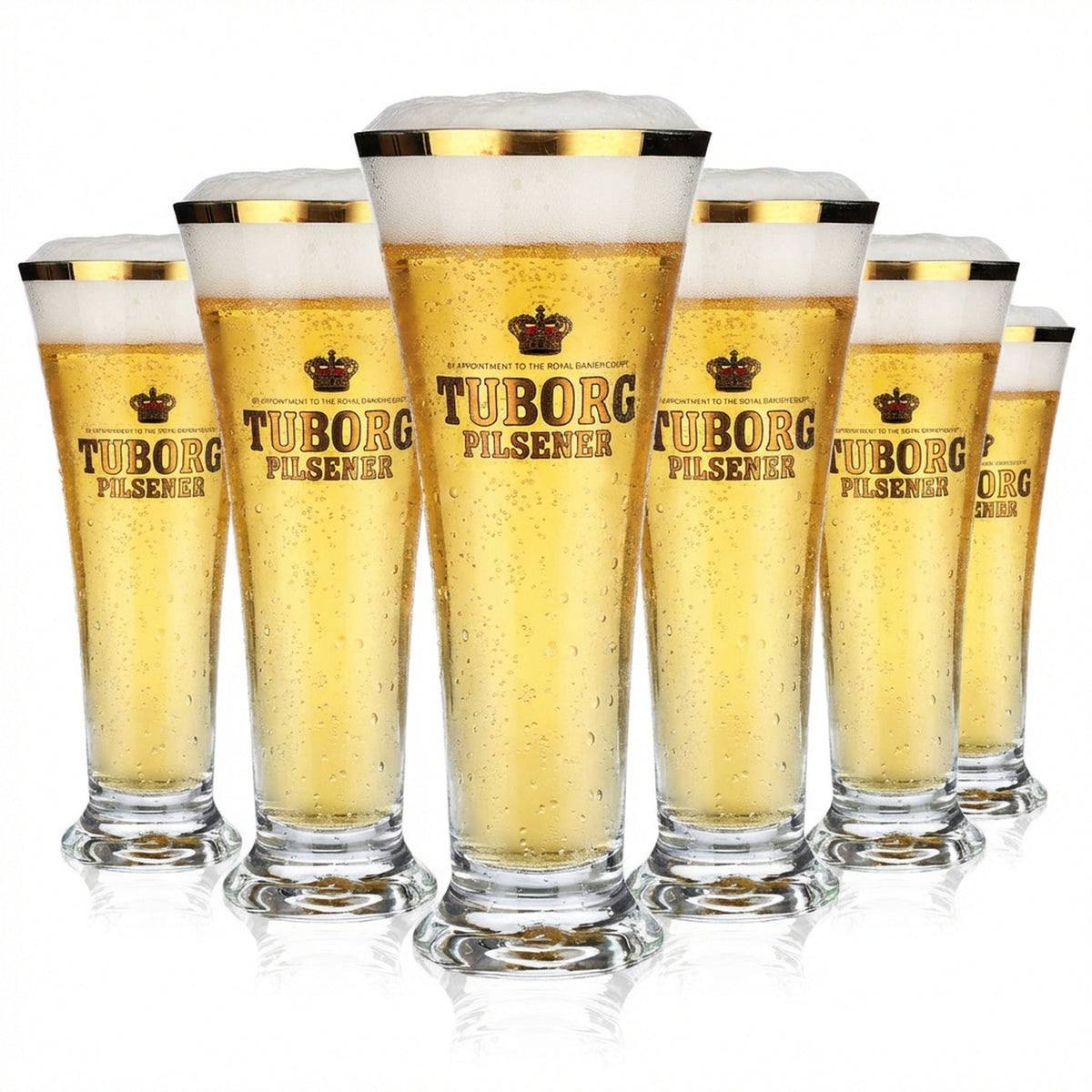 6x Tuborg Bierglas 0,3l Biergläser Tulpengläser Pokal Goldrand