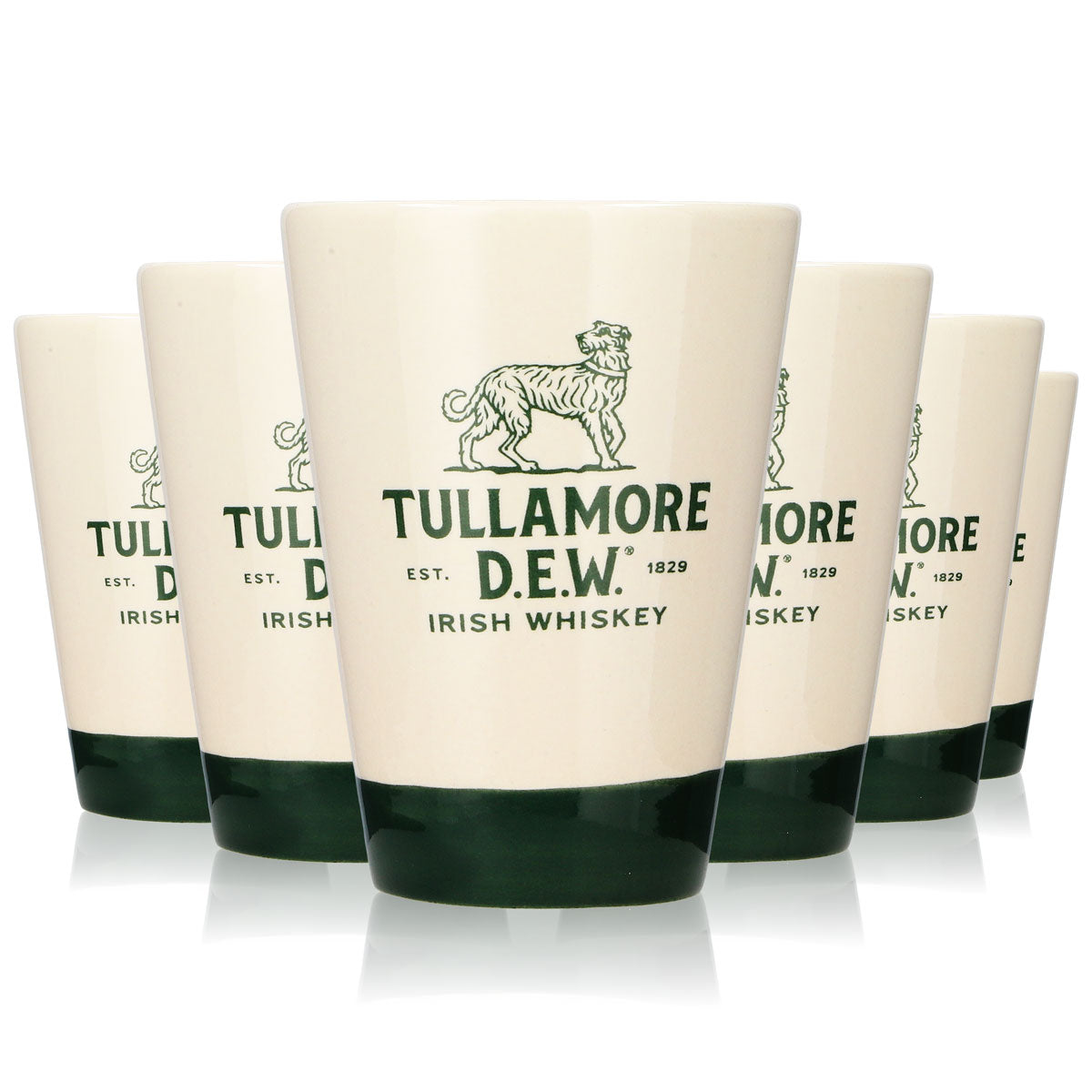 6x Tullamore Dew Whisky Glas Shotglas Stamper Steinzeug Tonglas 0,09l