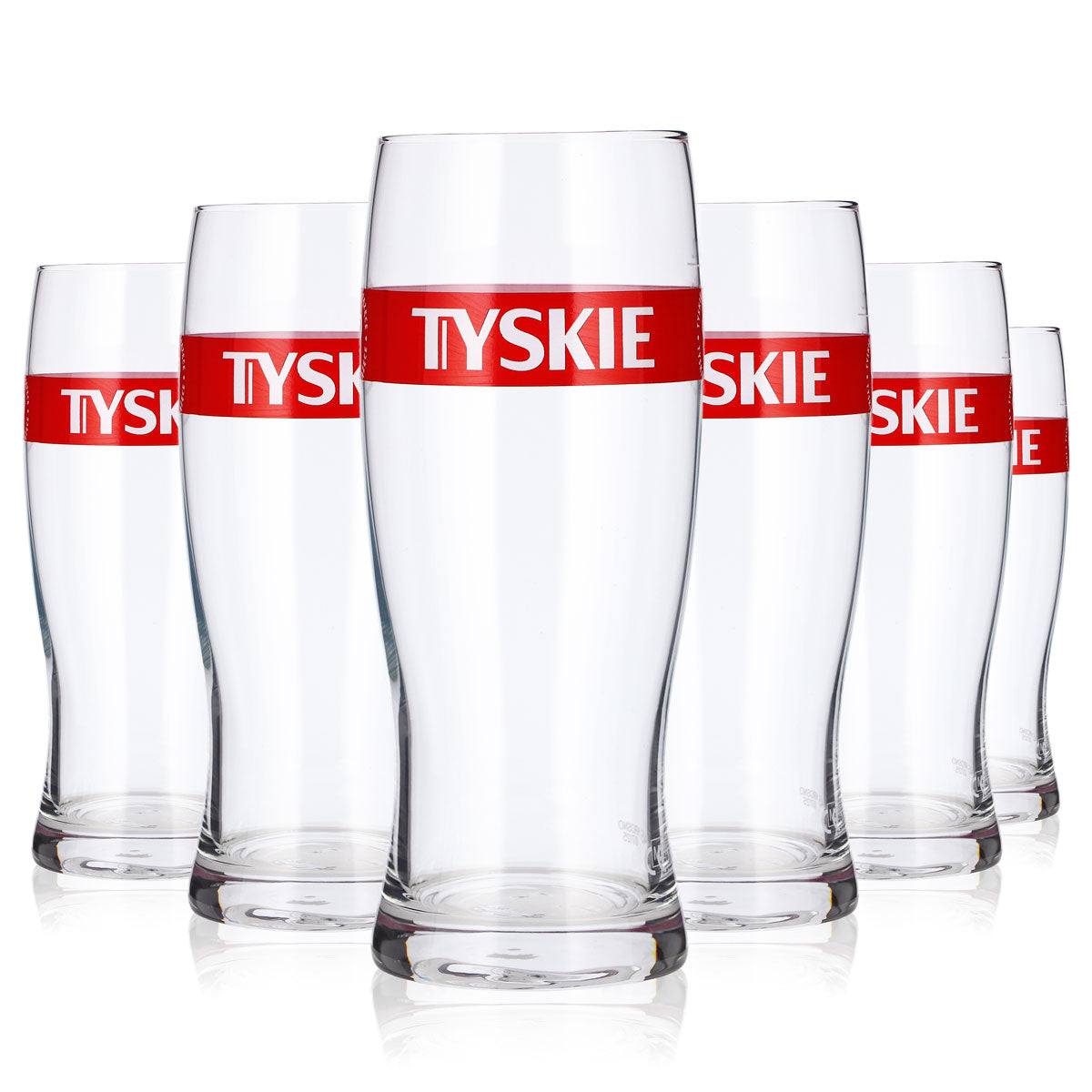 6x Tyskie Bier Glas 0,3l Becher rotes Logo Bierglas Willibecher Seidel