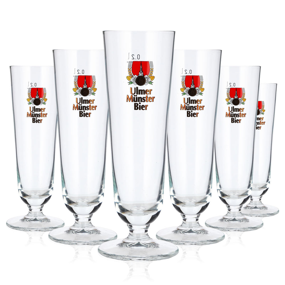 6x Ulmer Münster Bier Bier Glas 0,2l Pokal Rastal (6er Set)
