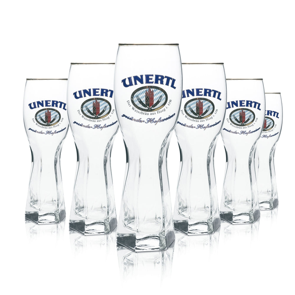 6x Unertl Weißbierglas 0,5l Hefe Weizen Kontur Gläser Bayern Brauerei Gastro Bar