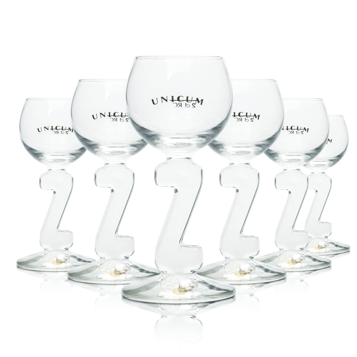 6x Unicum Kräuterlikör Glas Shot Schnaps Gläser Stamper Kurze Miniballon 2cl