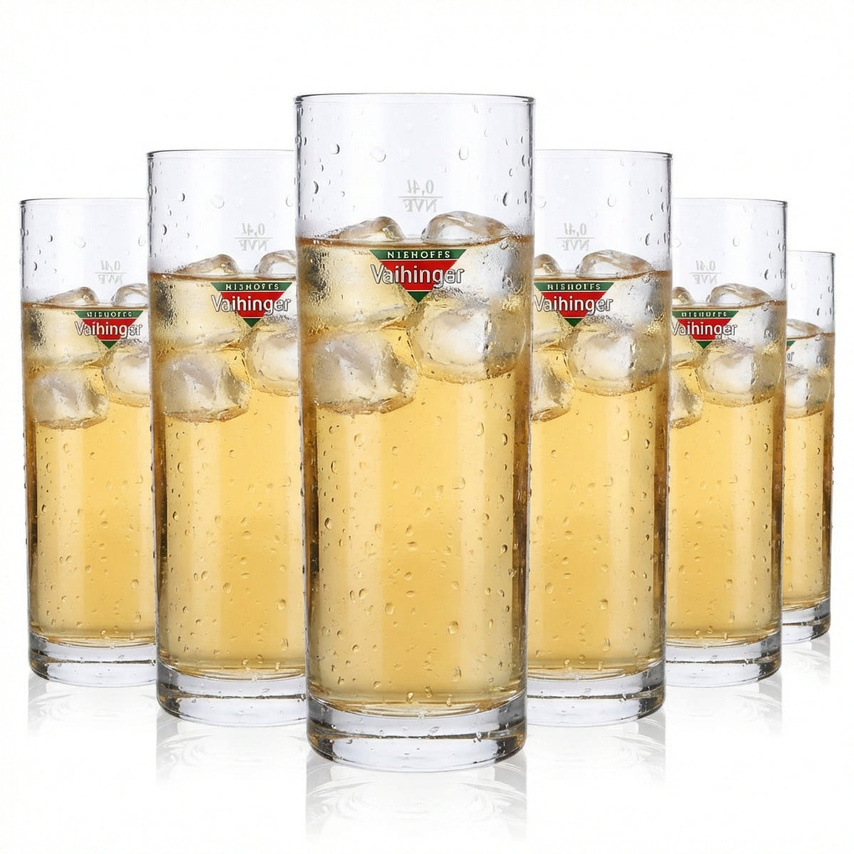 6x Vaihinger Saft Glas Gläser Saftgläser 0,4l Willi_Becher Farbiges Logo