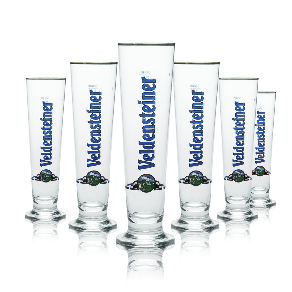 6x Veldensteiner Glas 0,3l Bier Pokal Tulpe Gläser Silberrand Brauerei Gastro