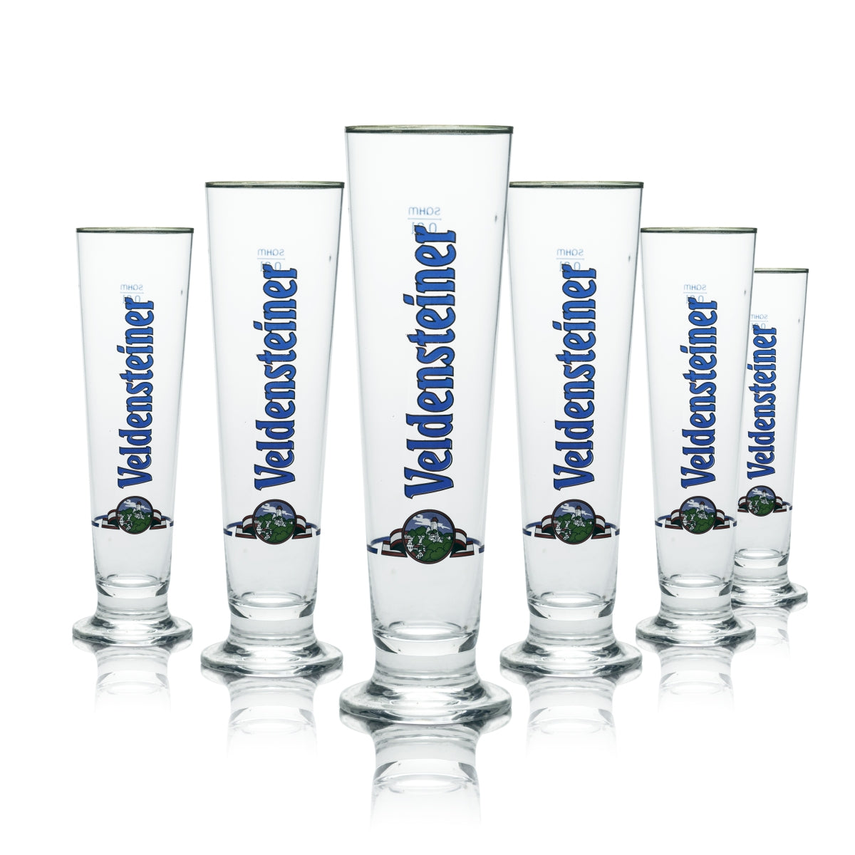 6x Veldensteiner Glas 0,3l Bier Pokal Tulpe Gläser Silberrand Brauerei Gastro